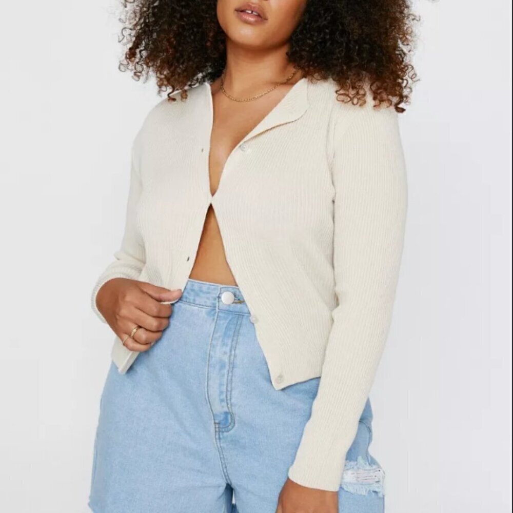 Nasty Gal Plus Size Knitted Ribbed Button Down Cardigan NEW NWT 16